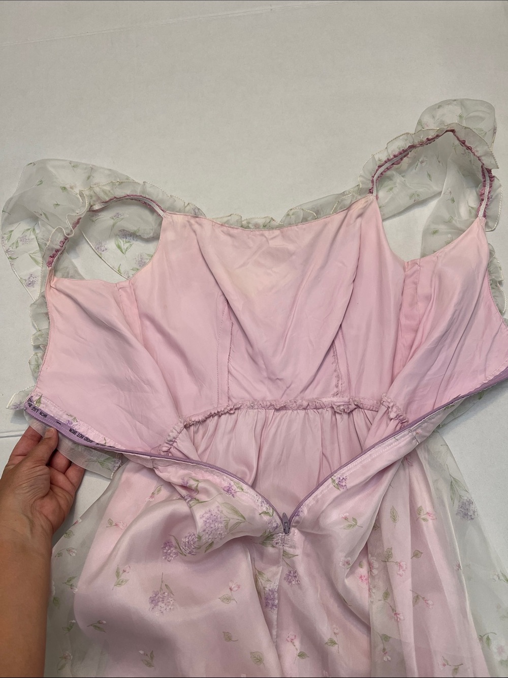 80’s PRAIRIE COTTAGECORE PROM GOWN COQUETTE DRESS SMALL VINTAGE - Picture 10 of 16